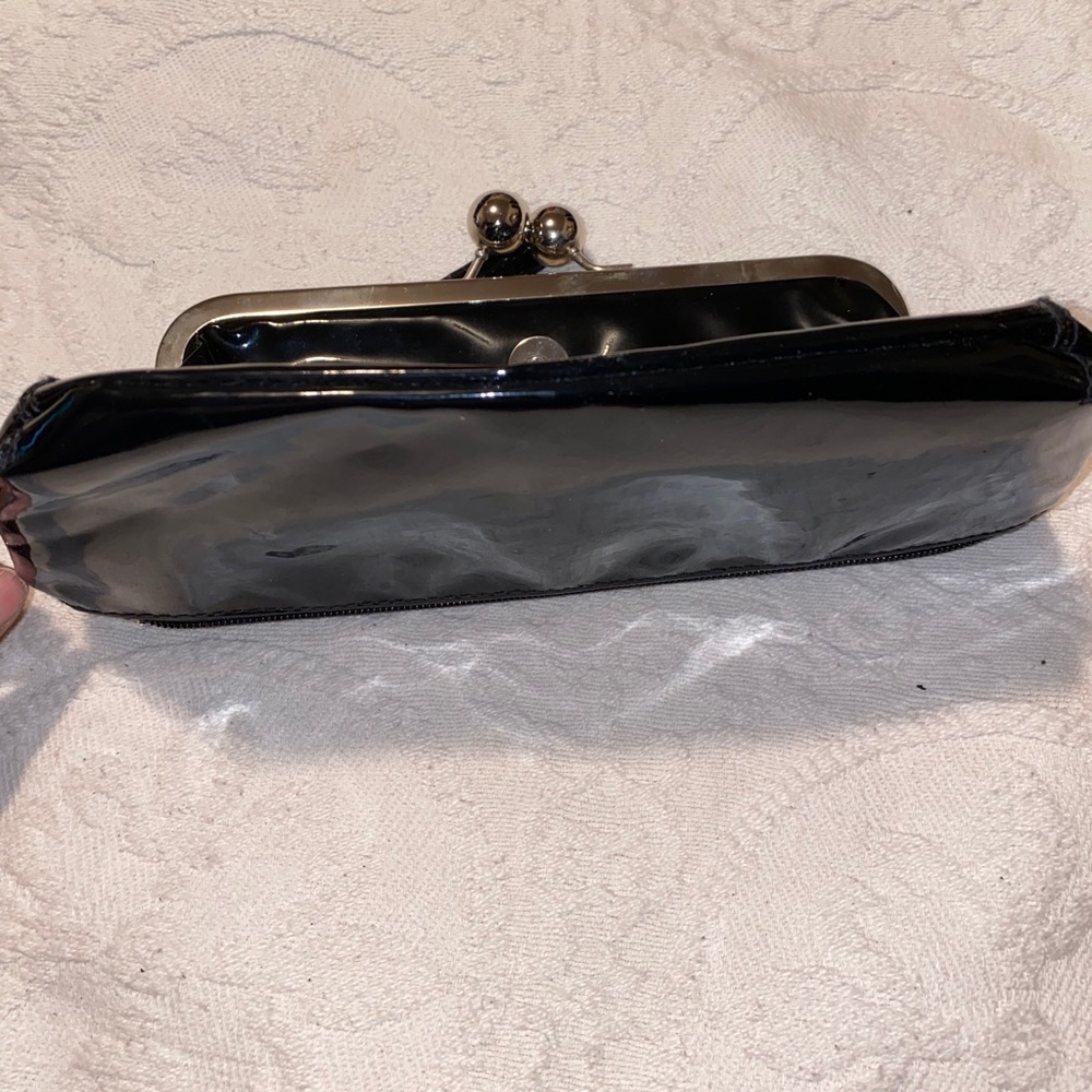Vintage Black Patent Leather Clutch Wristlet - Picture 3 of 13